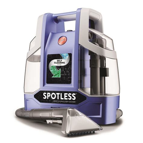 Hoover spotless carpet and upholstery cleaner - Model # FH11400 Store SKU # 1001431627. Active families know that messes can happen at any time. Thanks to the Hoover® Spotless Deluxe Portable Carpet & Upholstery Cleaner, no need to worry about spills, muddy shoes and pet messes anymore. The Hoover® Spotless easily lifts and removes stains by combining powerful suction and hygienic deep ... 